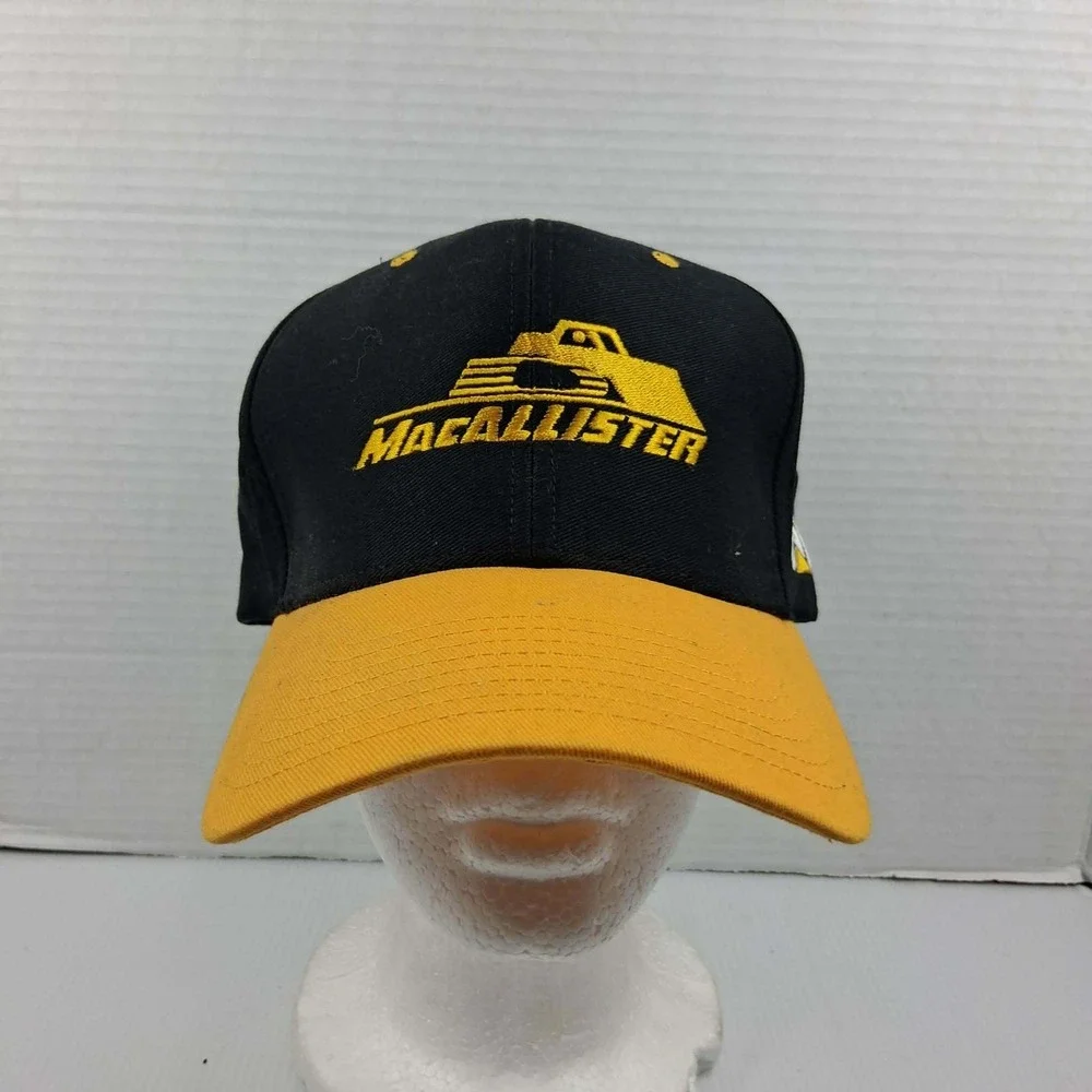 CAT Caterpillar MacAllister Machinery Snapback Hat Black Yellow Workwear Cap